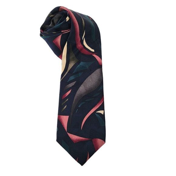 Zianetti Italiian Silk Collection Mens Abstract Pattern Textured Silk Necktie - Picture 2 of 5